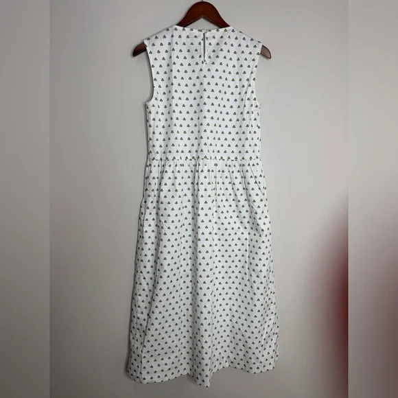 Daphne Wild White Clover Print Sleeveless Cotton Midi Dress Cottagecore Size 1 - Picture 9 of 9